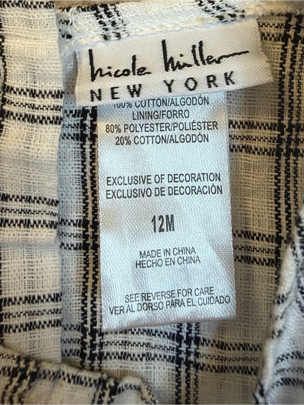 Nicole Miller New York Black & White Plaid Bubble Romper
